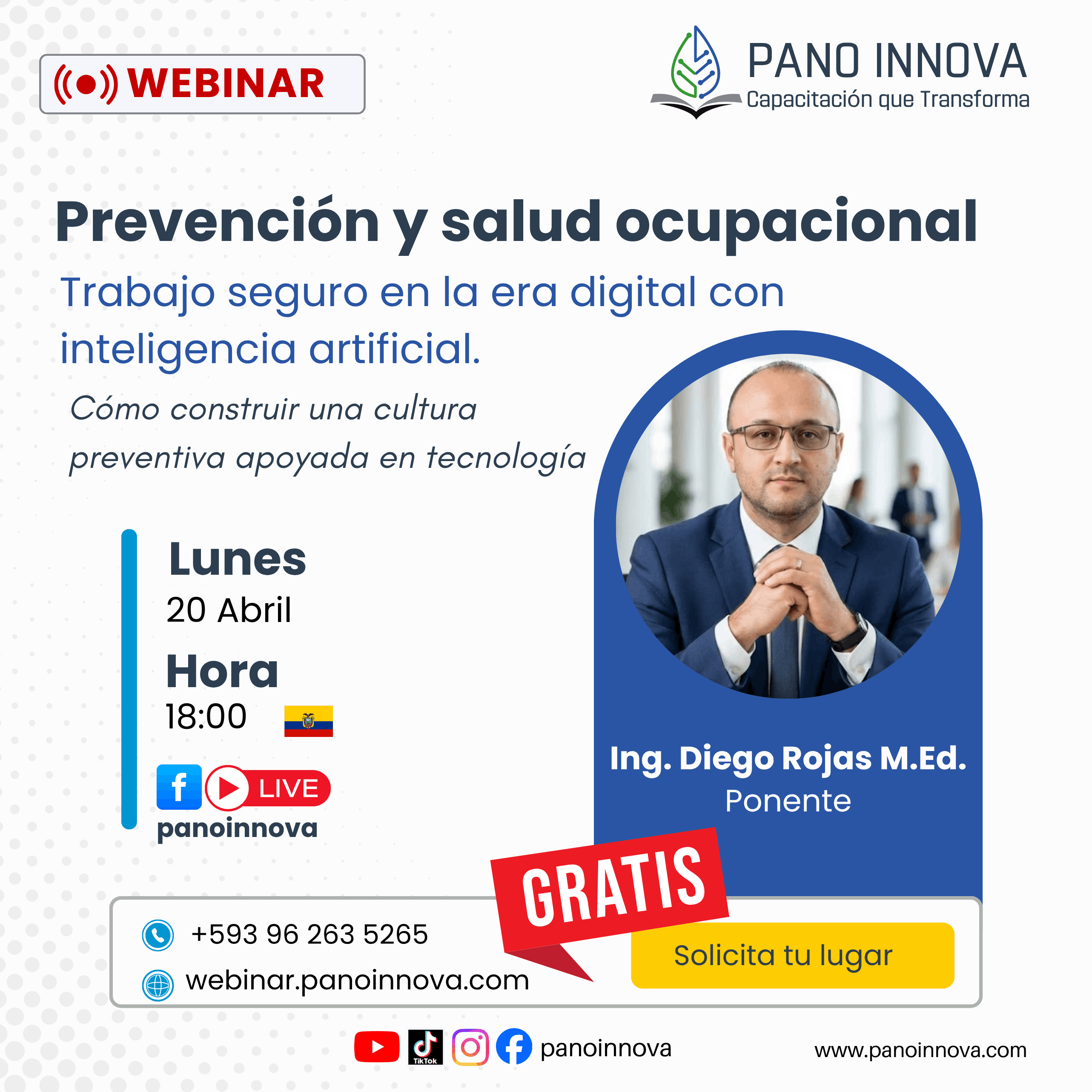 Afiche del webinar Trabajo seguro en la era digital con IA